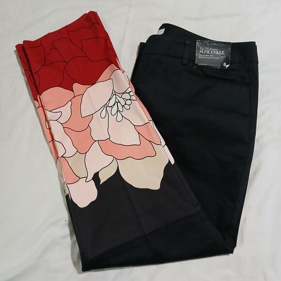 New York & Company Pants - NWT New York & Company Stretch SZ 8 The 7th Avenue Slim Ankle Black Floral Ankle